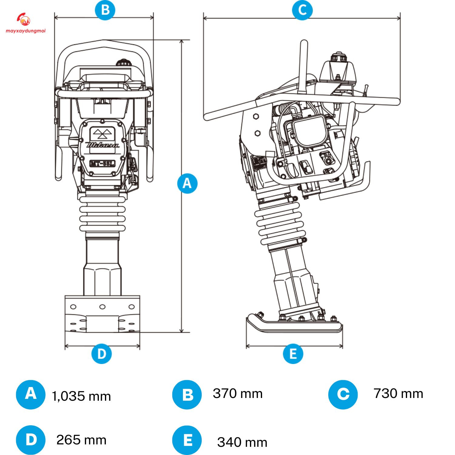 Cấu tạo máy đầm cóc Mikasa Máy đầm cóc Mikasa MT-55H Cấu tạo máy đầm cóc Mikasa Máy đầm cóc Mikasa MT-55H